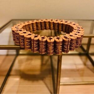 Recycled Plastic Beaded Striped Stretch Bracelet